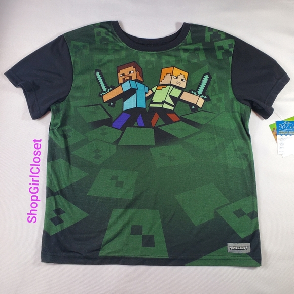Minecraft Pajama Tee Boys sz 10/12 NWT
